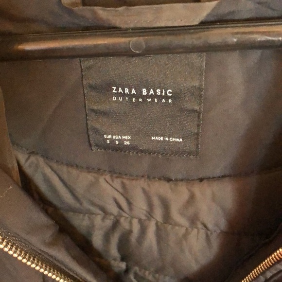 ZARA BASIC Outerwear long black jacket coat parka size small water repellent​​ - Picture 6 of 11